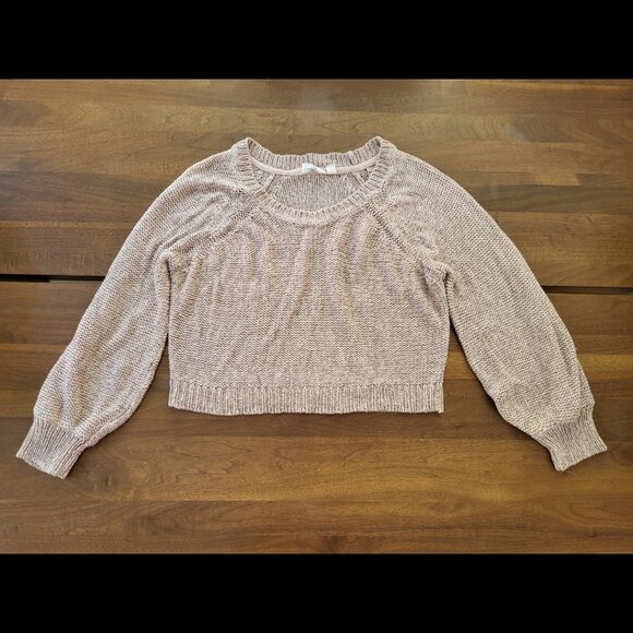 Pink long sleeve knitted cropped sweater - Picture 1 of 3